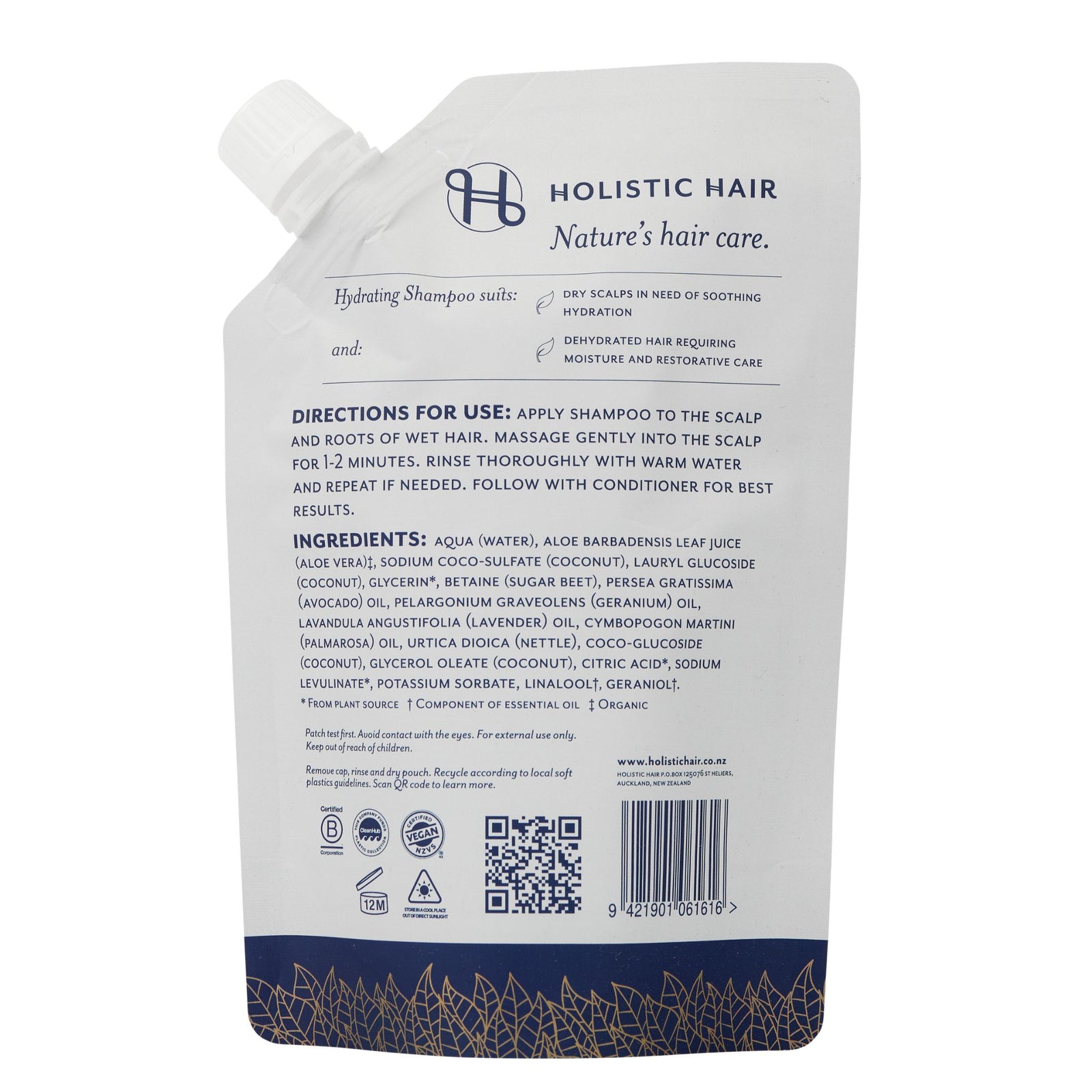 Hydrating Shampoo and Conditioner Refill Pouch Set 500ML , Shampoo & Conditioner Set , Holistic Hair® , HydratingShampooBack
