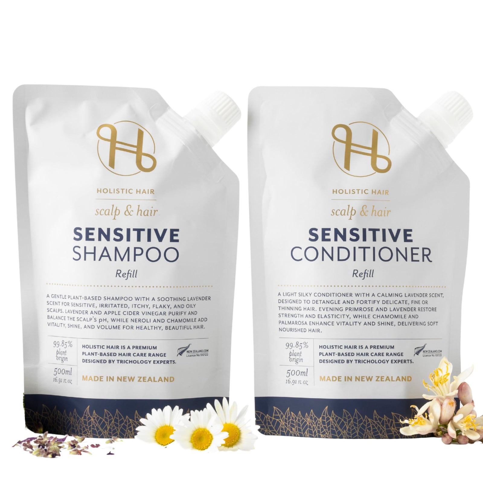 Sensitive Shampoo and Conditioner Refill Pouch Set 500ML , , Holistic Hair® , Sensitive_Shampoo_Conditioner_Refill_Set_2