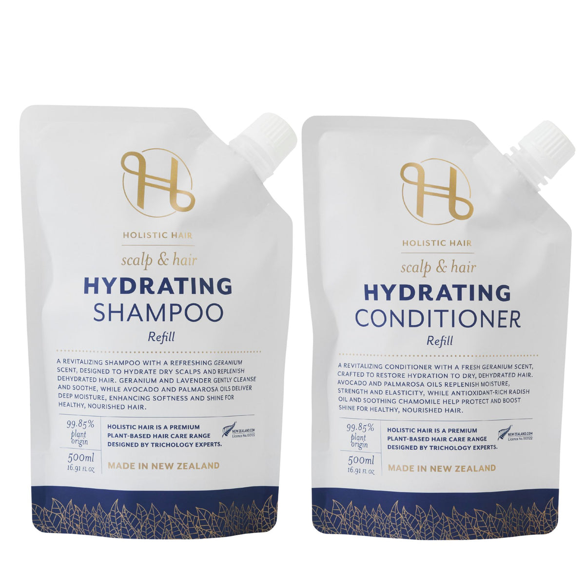 Hydrating Shampoo and Conditioner Refill Pouch Set 500ML , Shampoo &amp; Conditioner Set , Holistic Hair® , HSCRefillSet