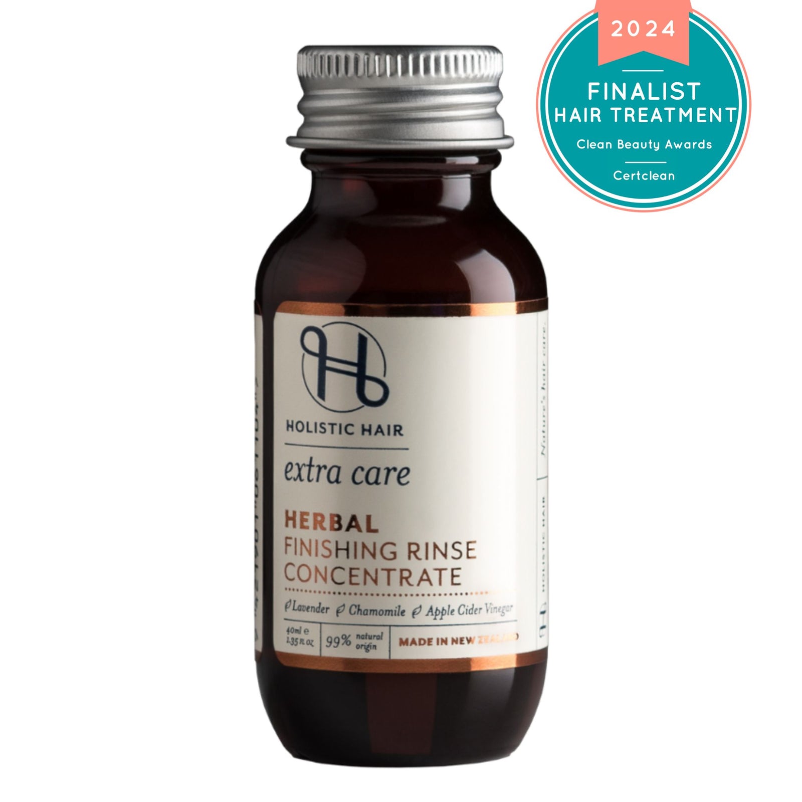 Natural hair rinse product styled with botanical ingredients to highlight scalp-soothing and shine-boosting benefits.