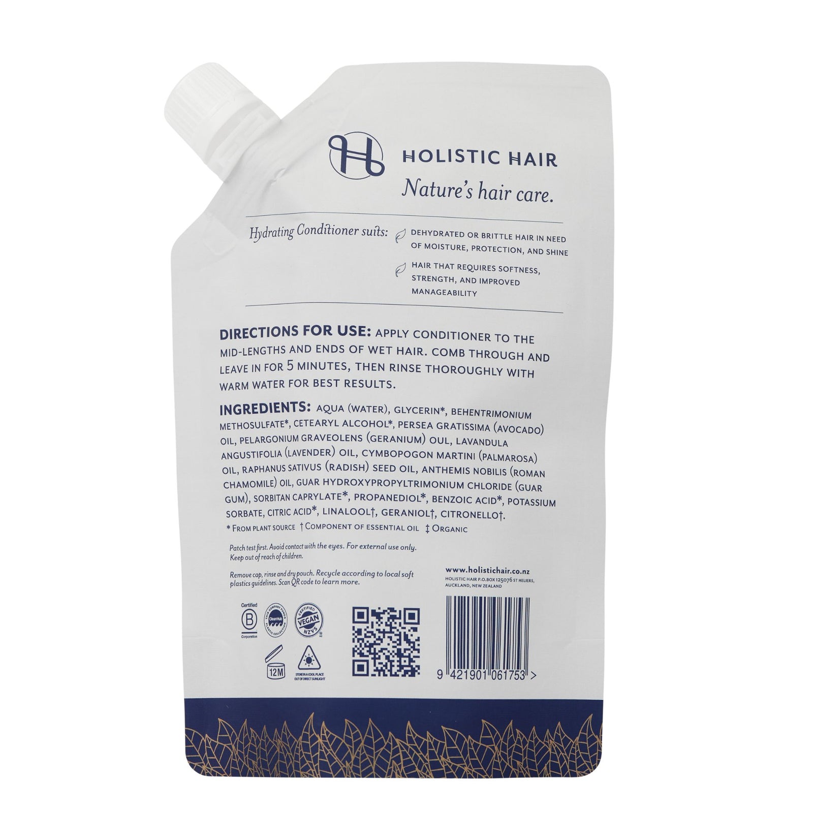 Hydrating Conditioner Refill Pouch 500ml , Conditioner , Holistic Hair® , HydratingConditioner