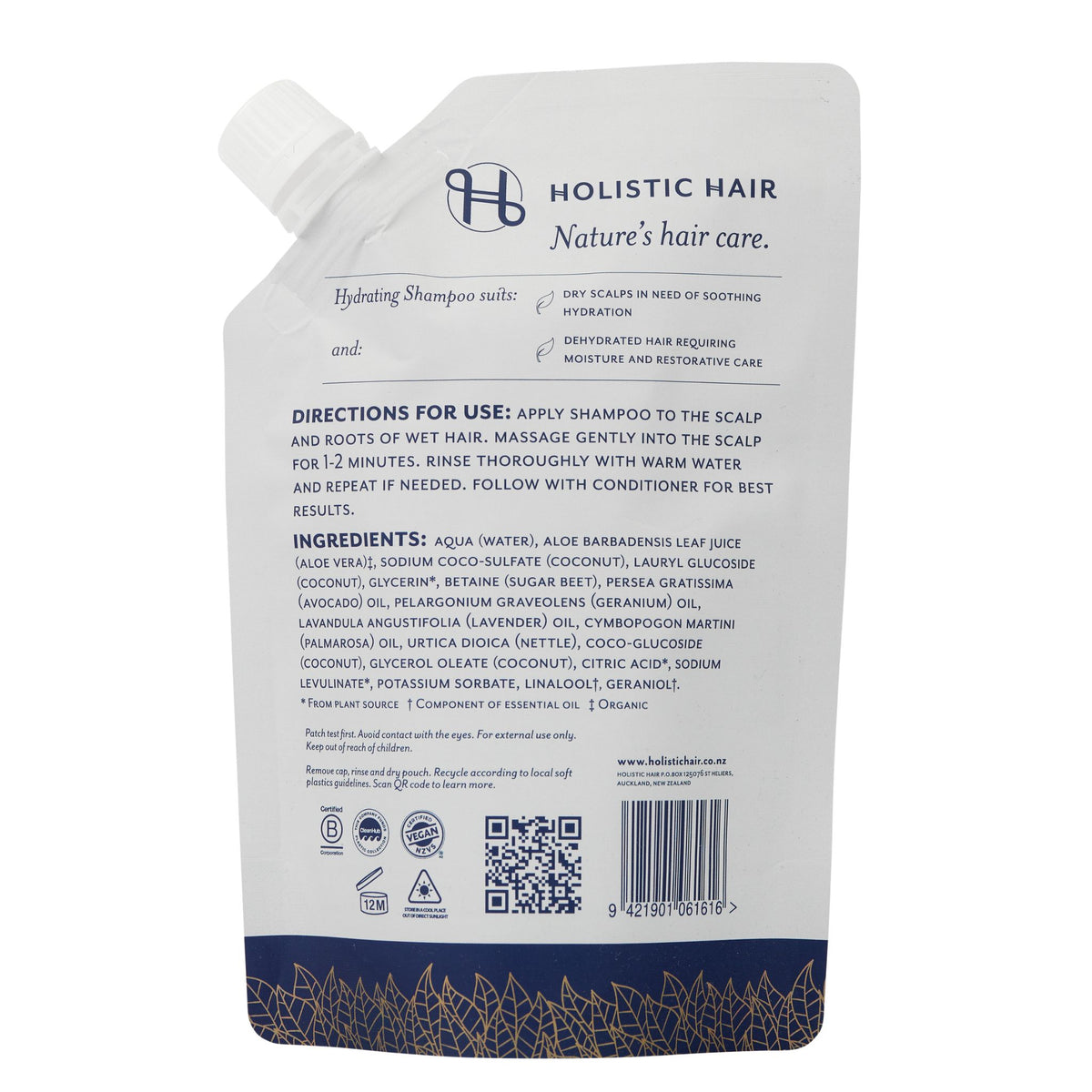 Hydrating Shampoo and Conditioner Refill Pouch Set 500ML , Shampoo & Conditioner Set , Holistic Hair® , HydratingShampooBack
