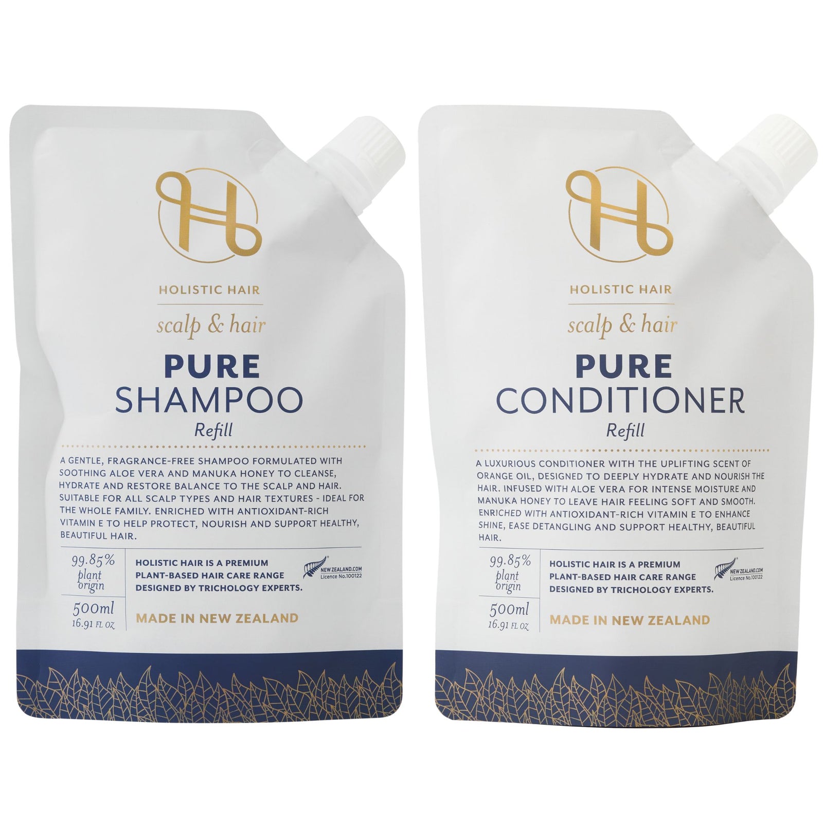 Pure Shampoo and Conditioner Refill Pouch Set 500ML , Shampoo & Conditioner Set , Holistic Hair® , PSCRefillPouchSet