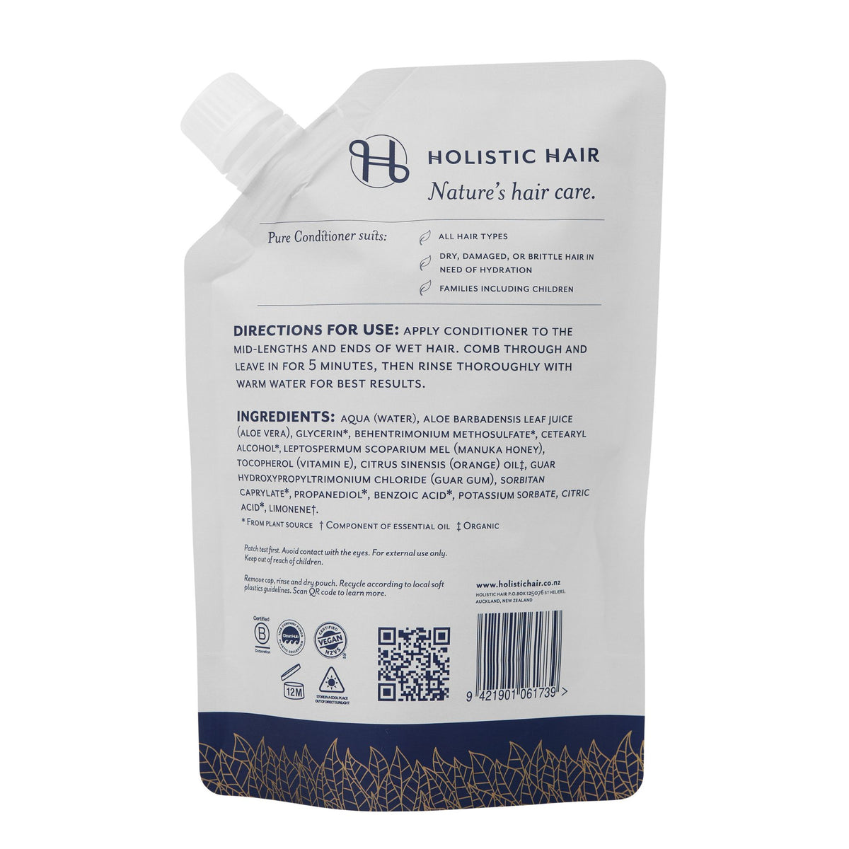 Pure Conditioner Refill Pouch 500ml , Conditioner , Holistic Hair® , PureConditionerBack