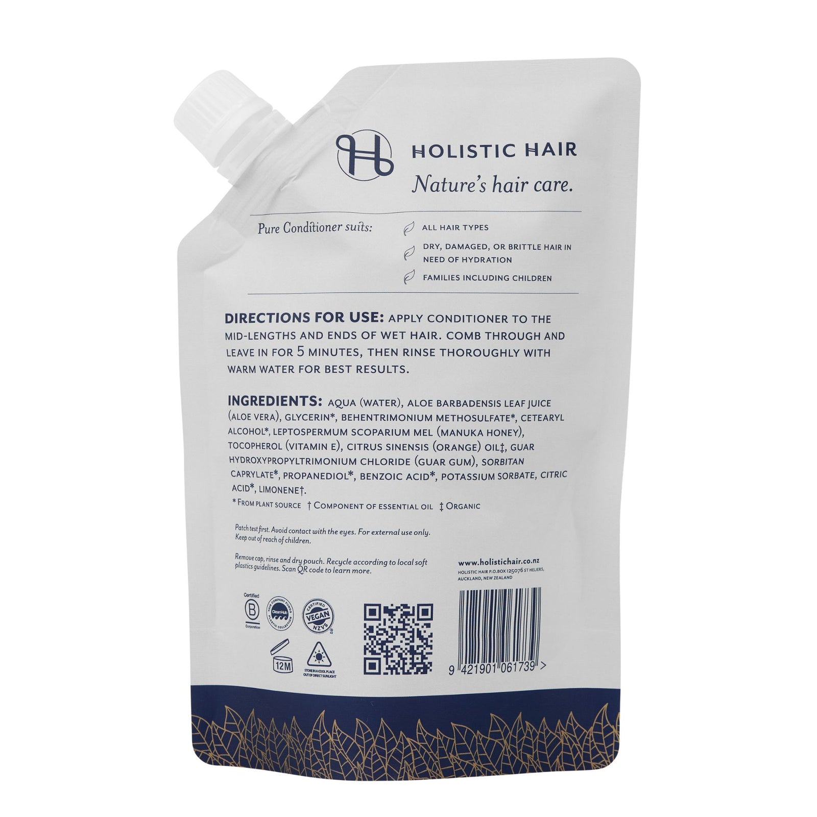 Pure Conditioner Refill Pouch 500ml , Conditioner , Holistic Hair® , PureConditionerFront