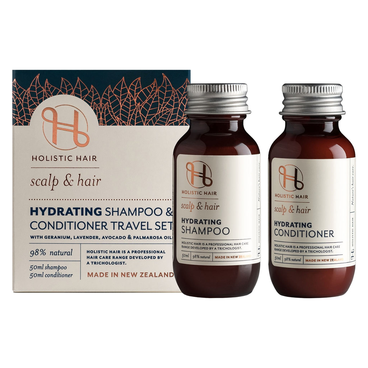 Hydrating Shampoo and Conditioner Set with natural ingredients to nourish dry, dehydrated hair.